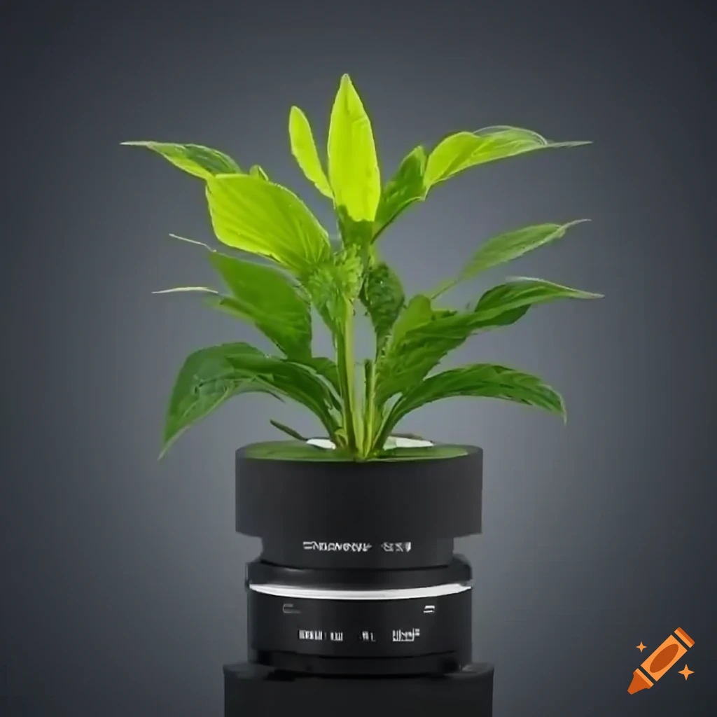 Render of a smart pot with touch screen and plant on Craiyon