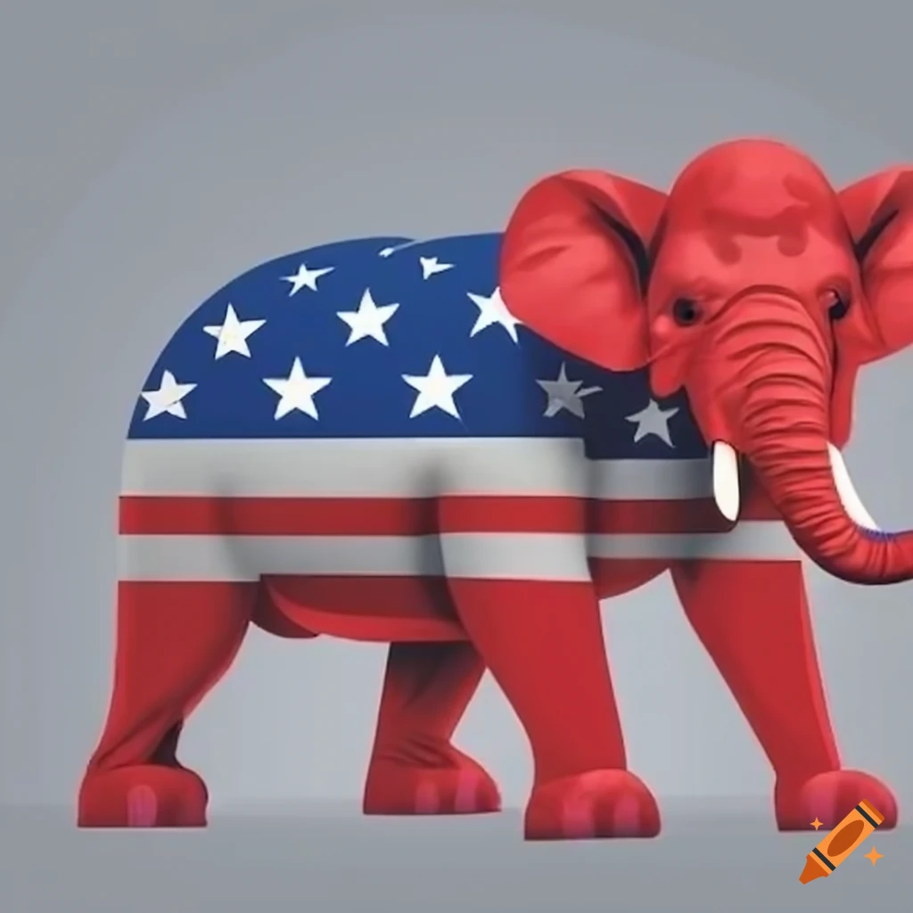 red republican elephant with american flag design