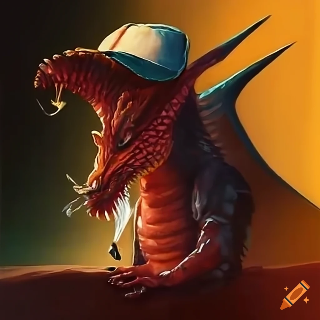 Cool dragon smoking a cigarette in the desert on Craiyon