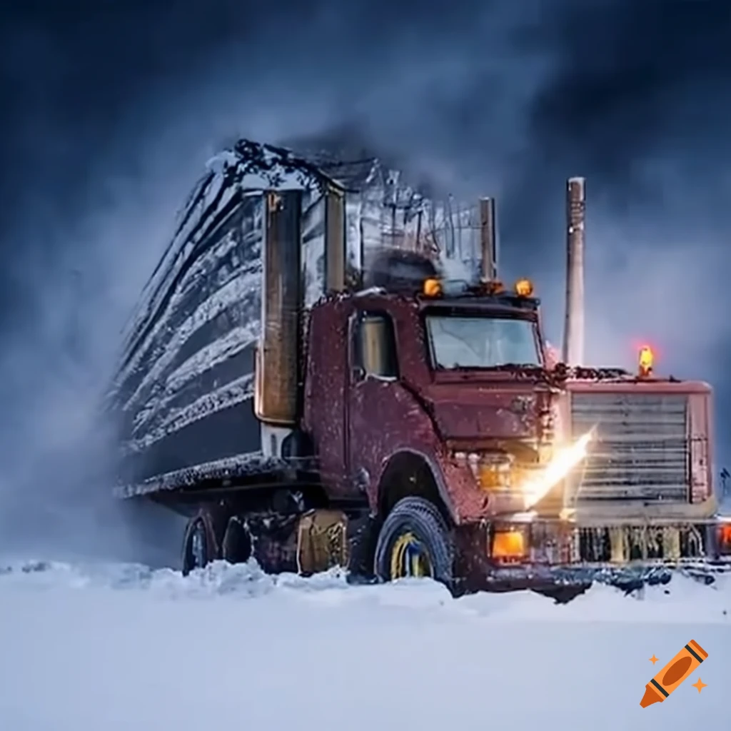 truck powering through deep snow