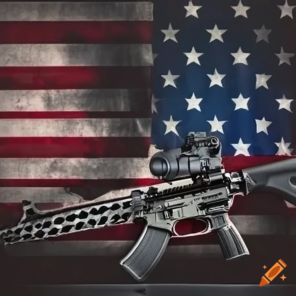 American flag background with AR-15