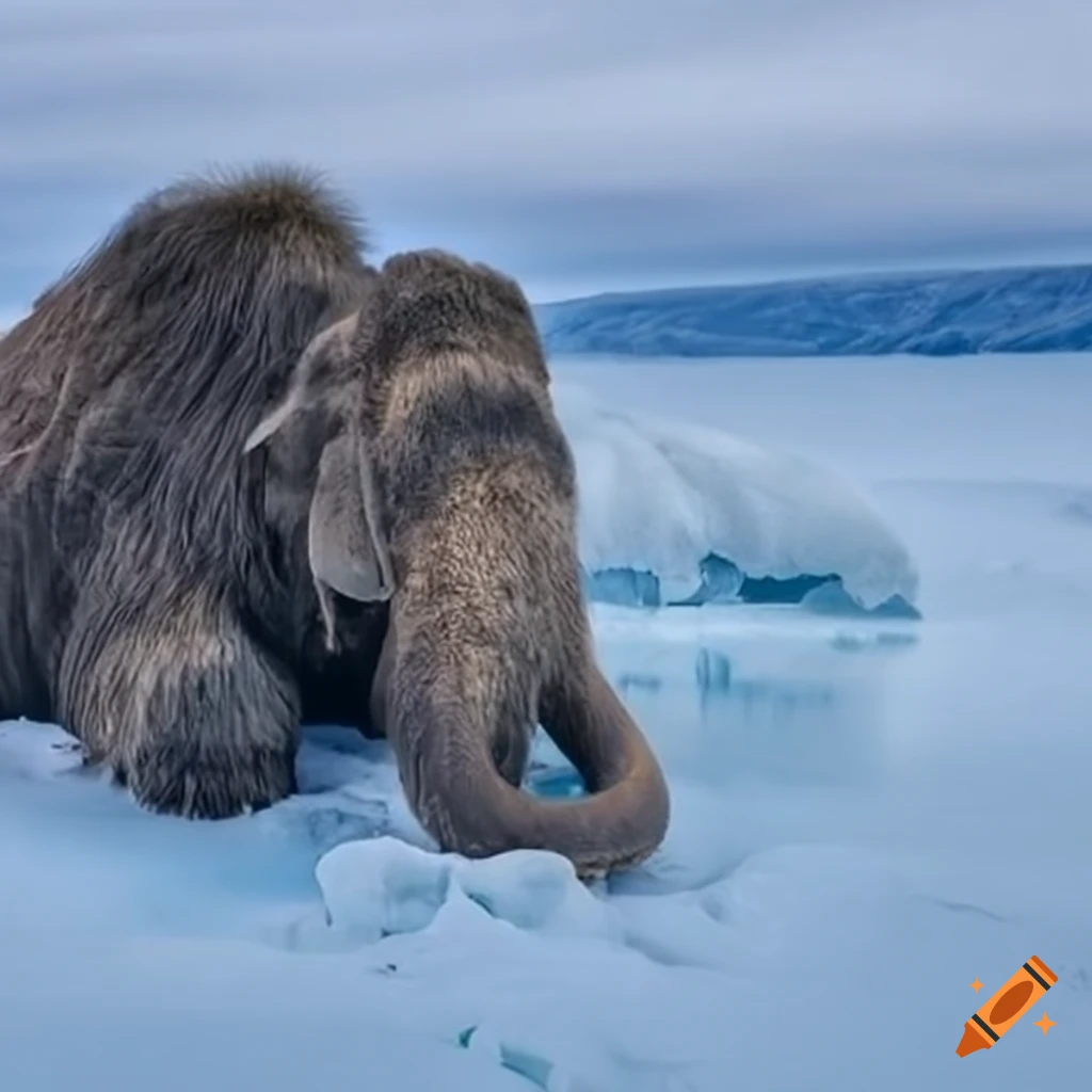 sleeping mammoth on ice