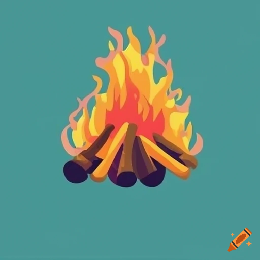 vibrant cartoon bonfire logo