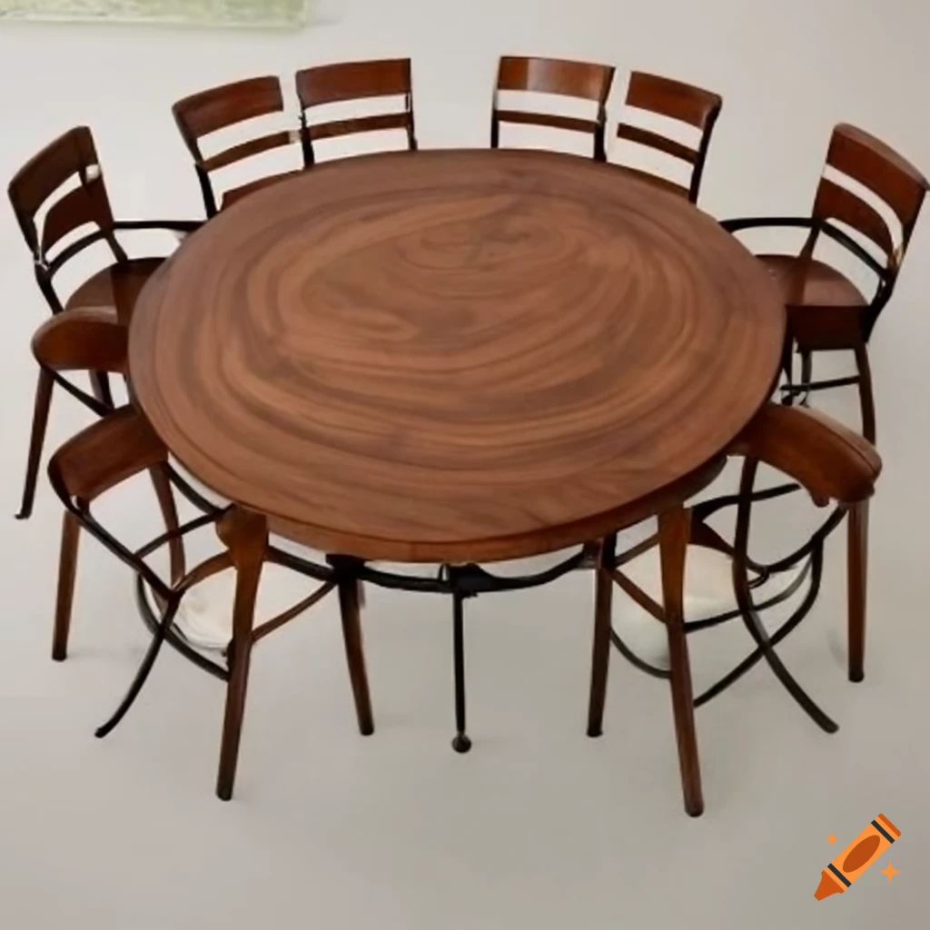 dining room with circular table and 16 chairs