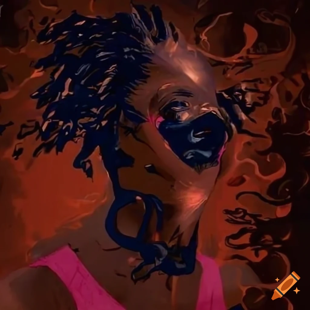 graphic novel style illustration of a black cheerleader for University of Kentucky