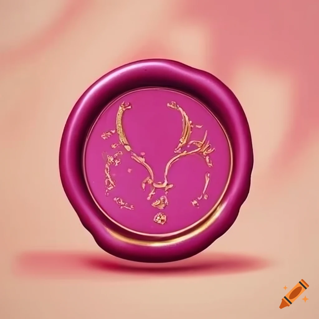 pink wax seal with golden signature