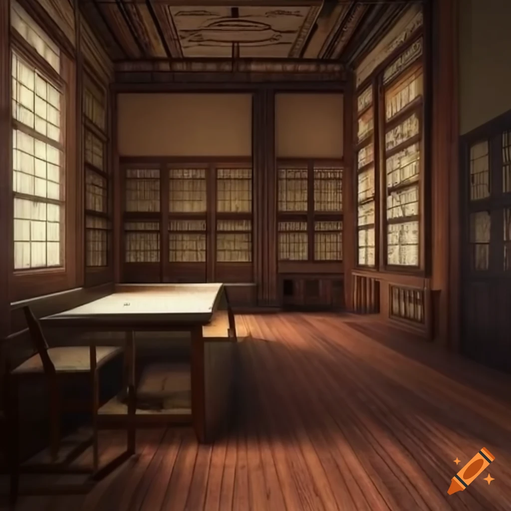 interior of a small room in an old Asian university