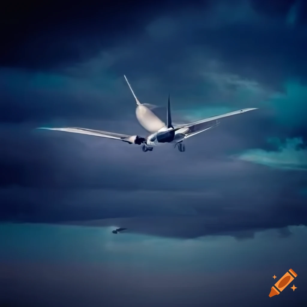 airplane flying in stormy sky