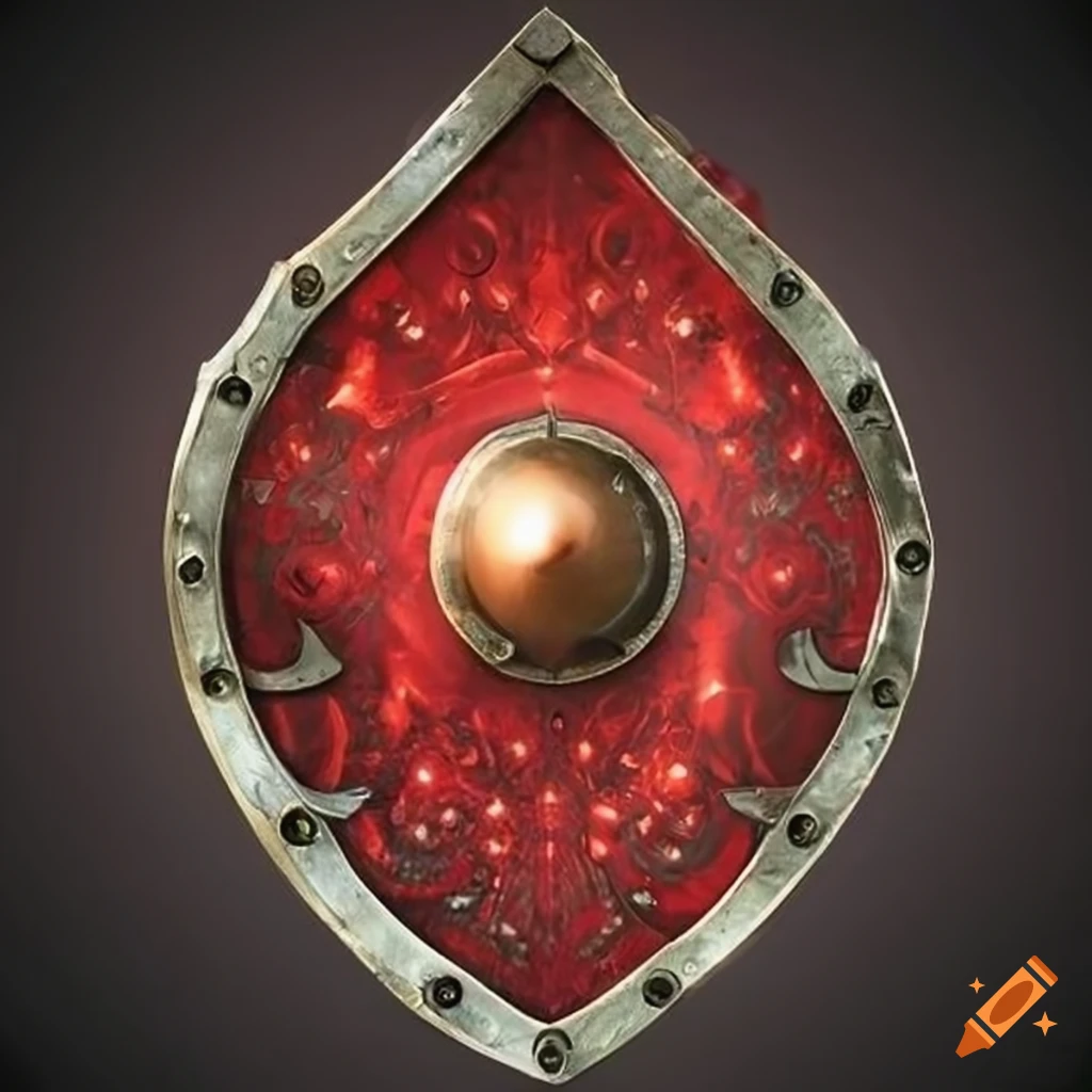 red shining fantasy shield