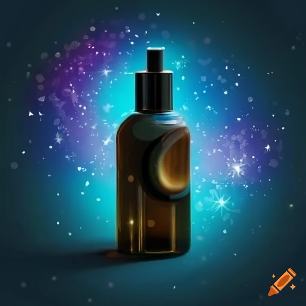 fragrance bottle on a starry night background