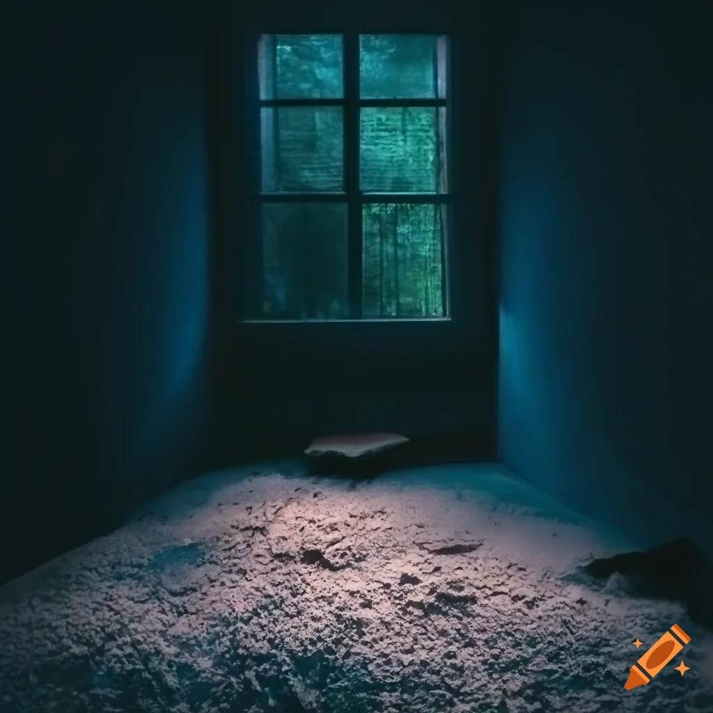 unconventional dorm room with wheat flour on the floor