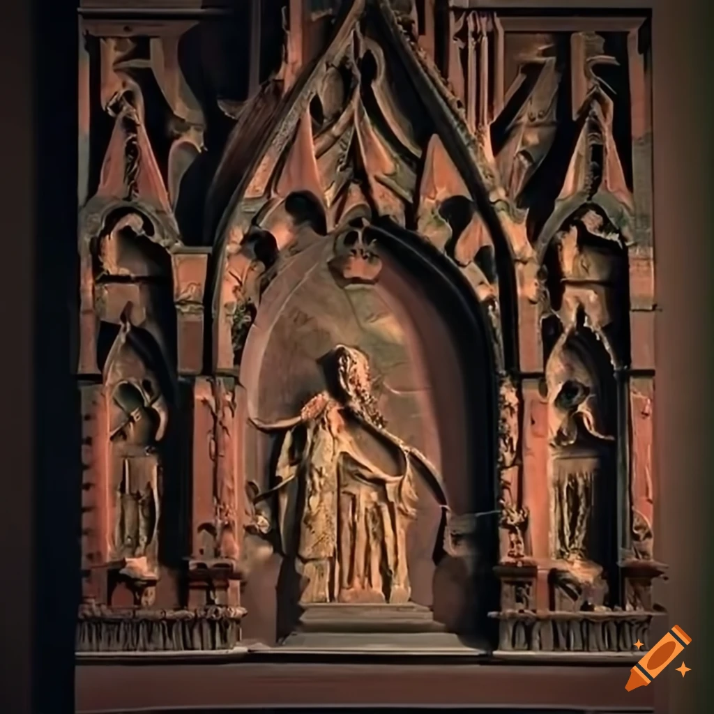 detailed carving of a moth in architectural style