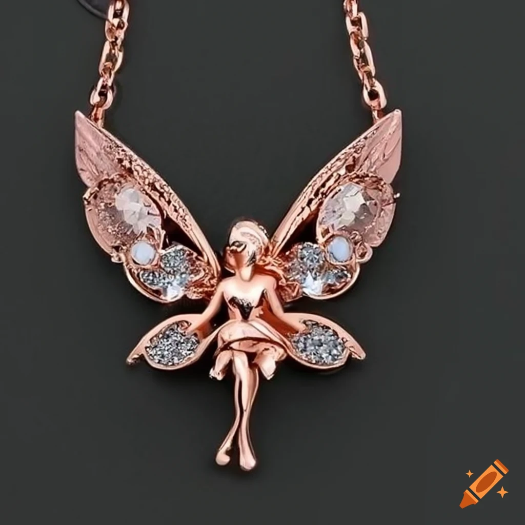 rose gold necklace with fairy pendant