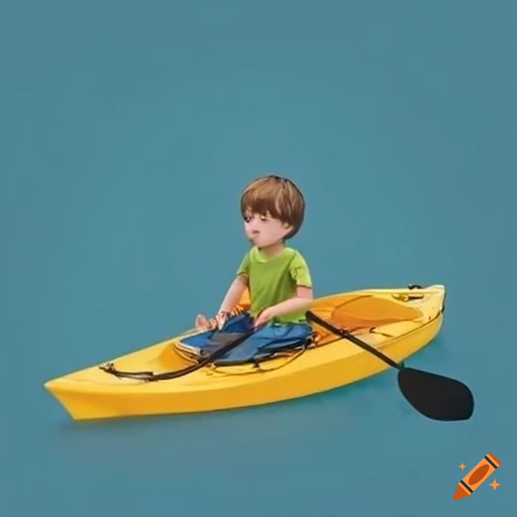 boy kayaking near a seal