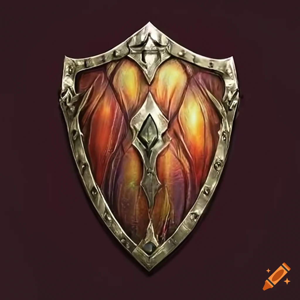 epic shield with dragon scales emitting aura