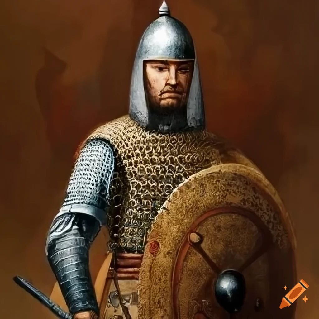 painting of Varangian guard warriors in chain mail