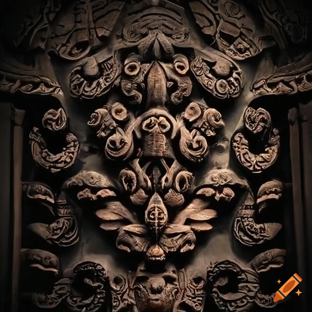 detailed moth carving artwork