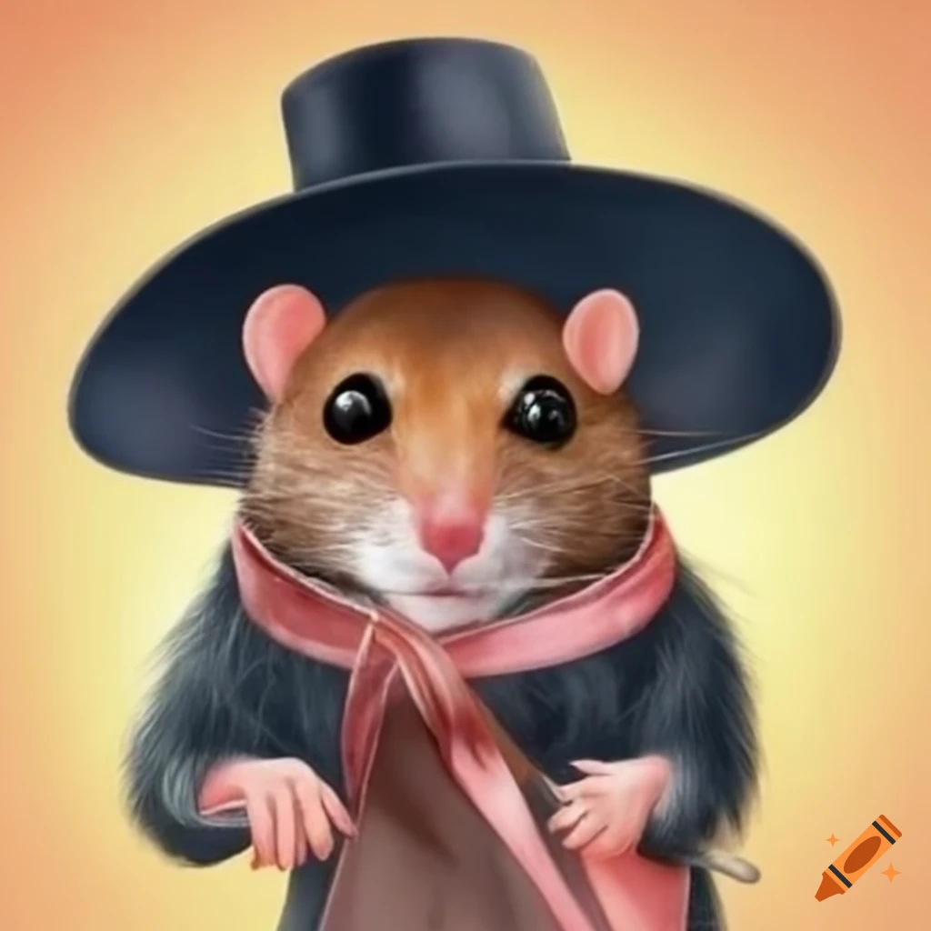 funny cartoon rat with a hat