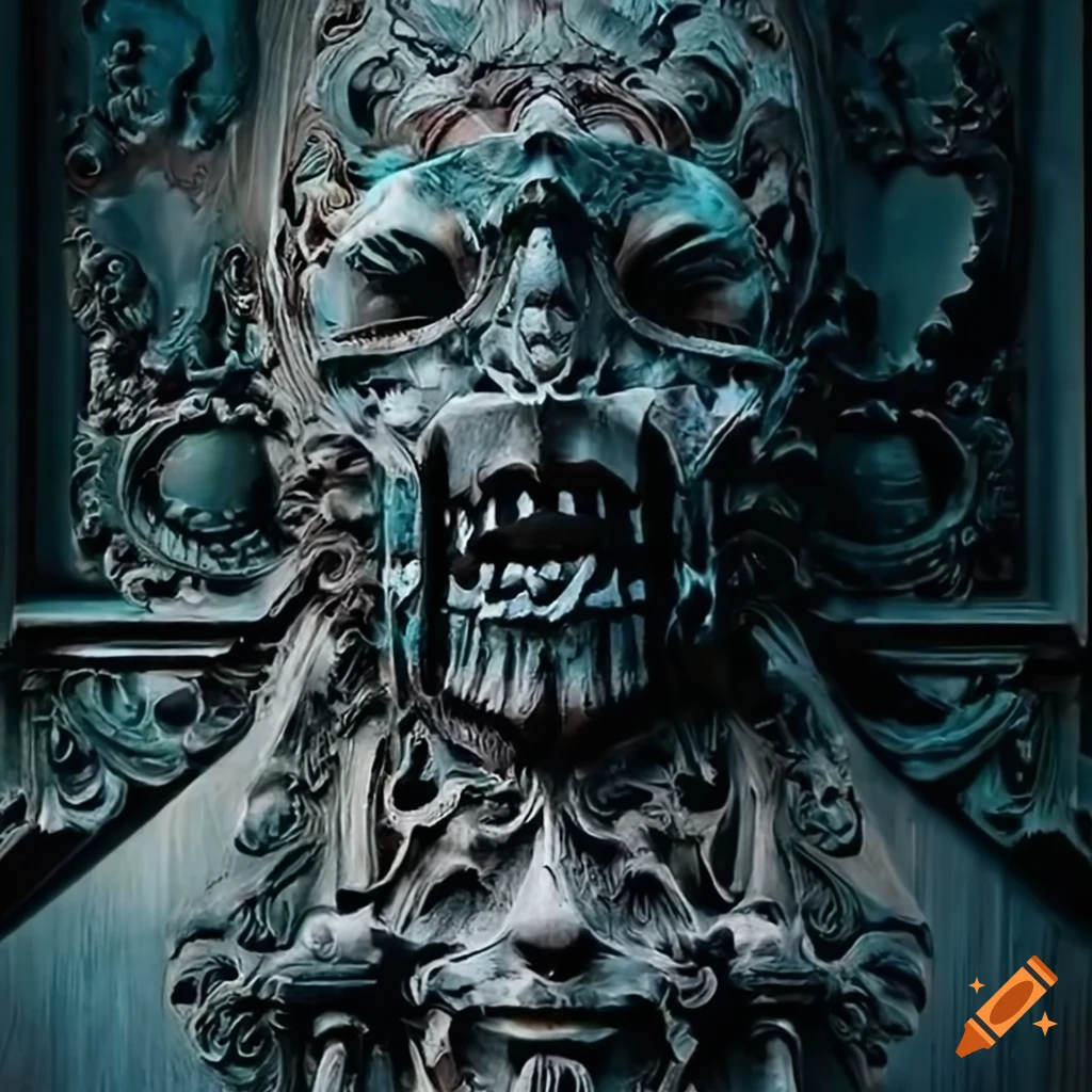 detailed artwork of architectural stave carving with a moth motif