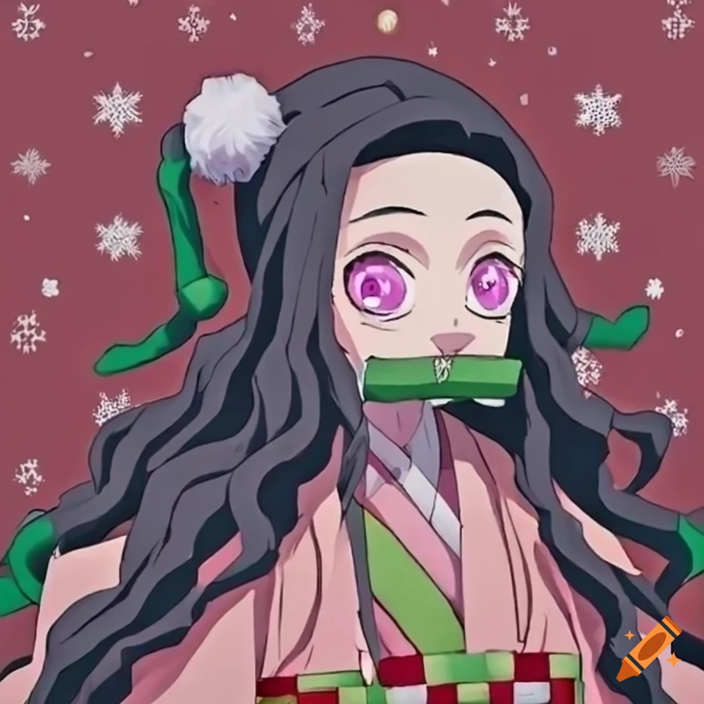 Nezuko Kamado in a Christmas-themed artwork