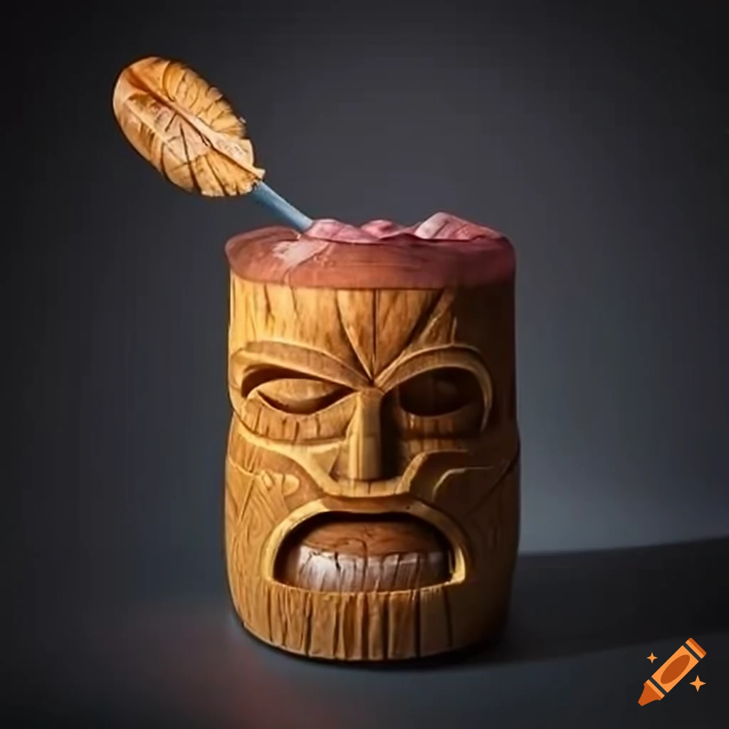 tiki rum barrel sculpture