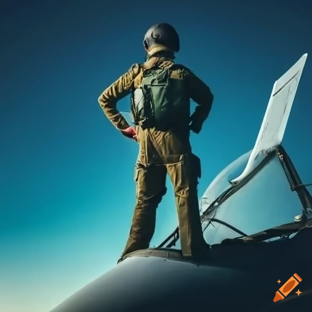 image of a pilot in military uniform with planes flying in the sky