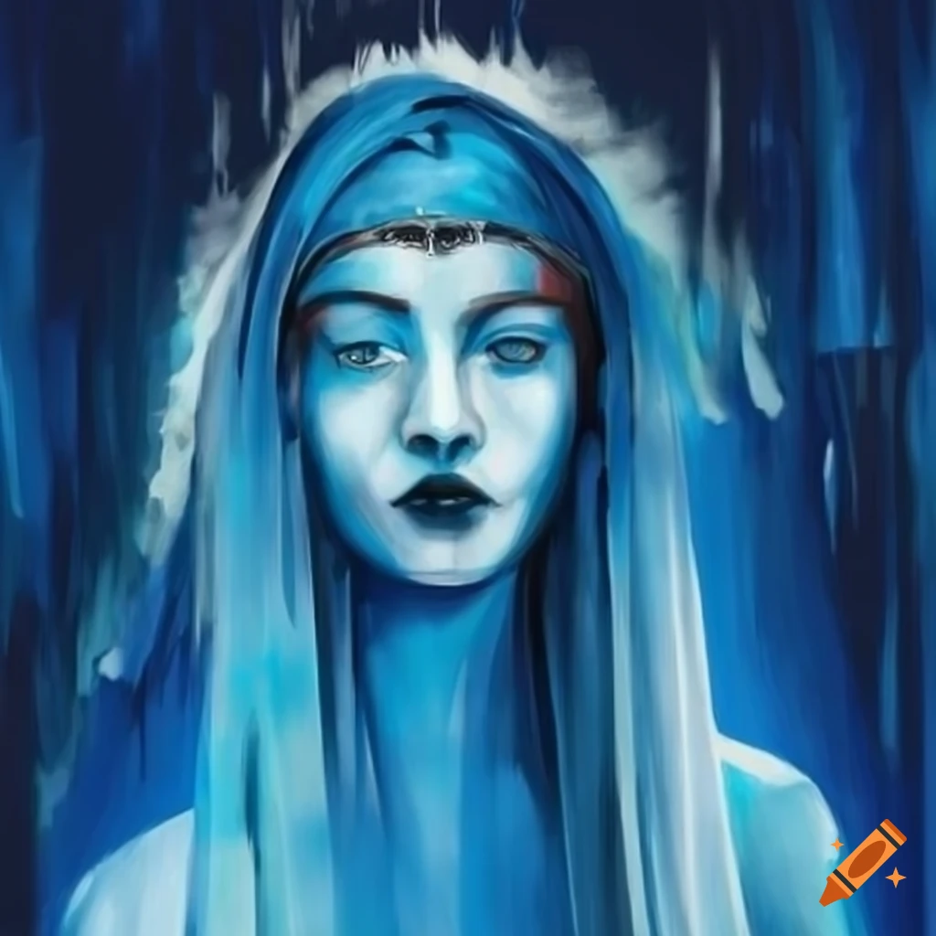 Indian version of Mona Lisa painting in blue color