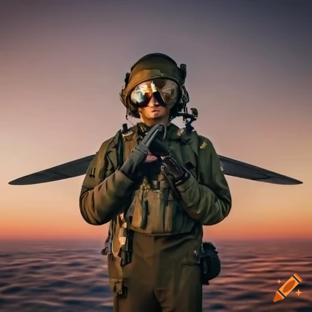 image of a pilot in military uniform with planes flying in the sky