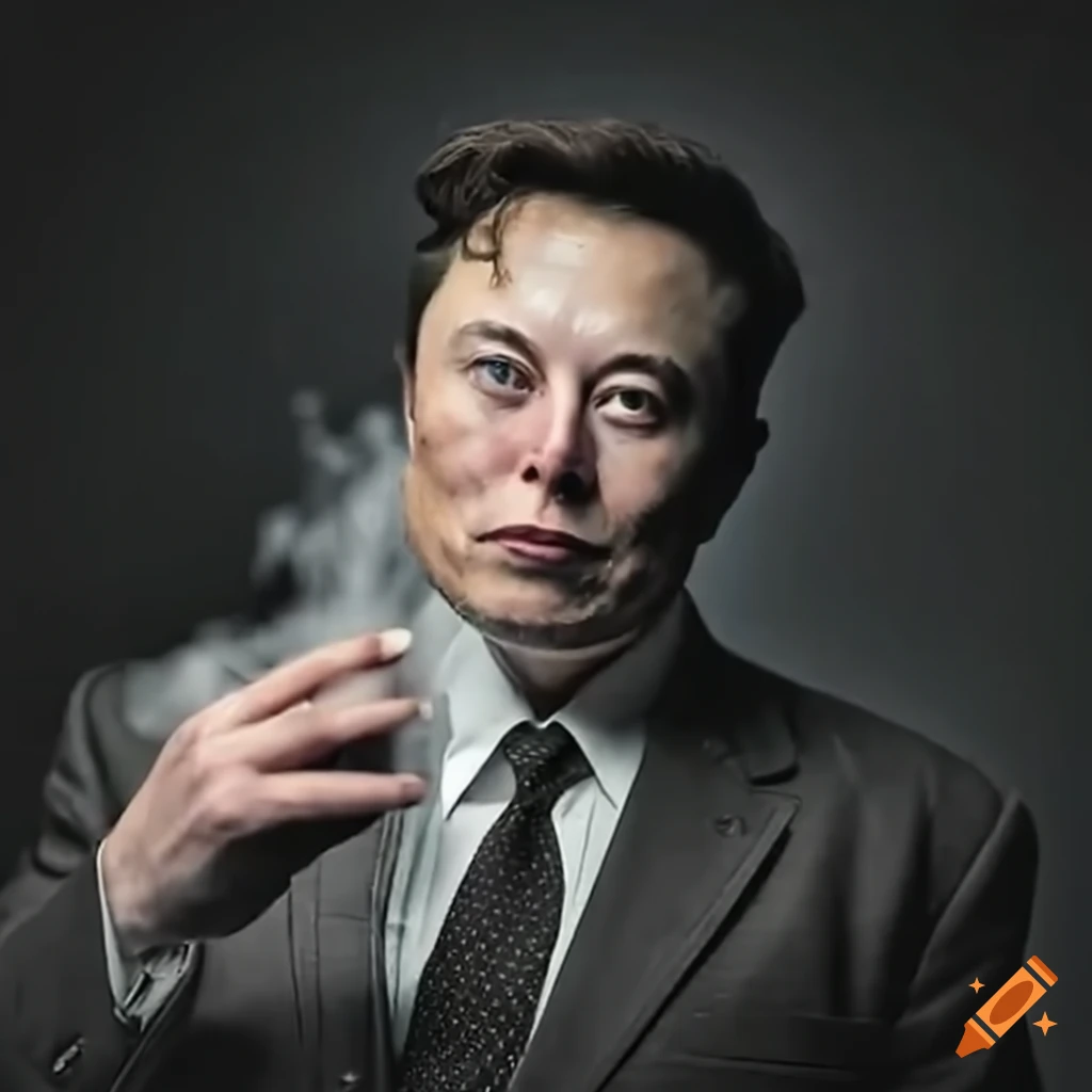 Elon Musk smoking a cigarette on Craiyon