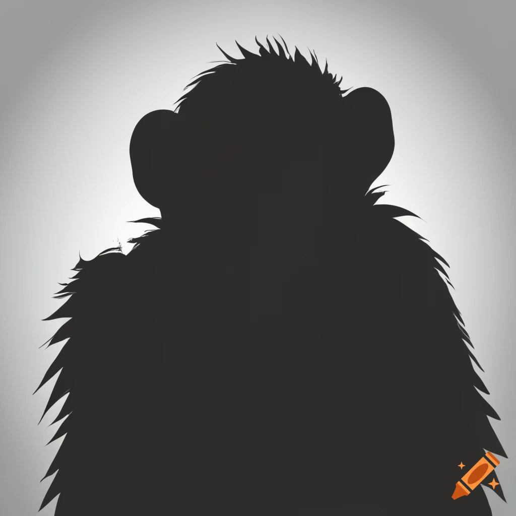 black silhouette of a chimpanzee