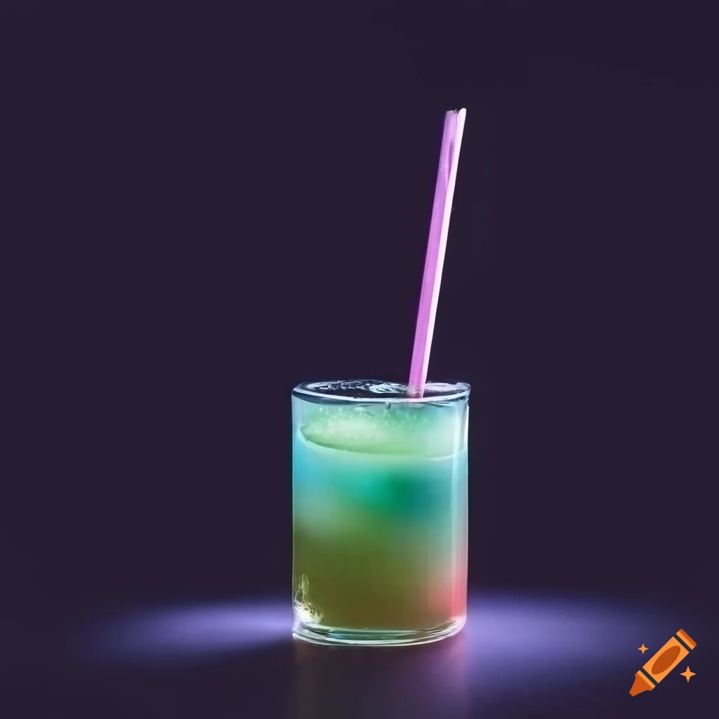 yellow fruity cocktail with a fancy straw on black background