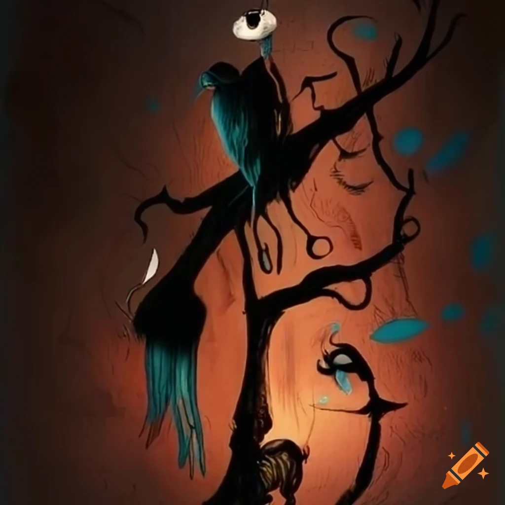 birds in Tim Burton style