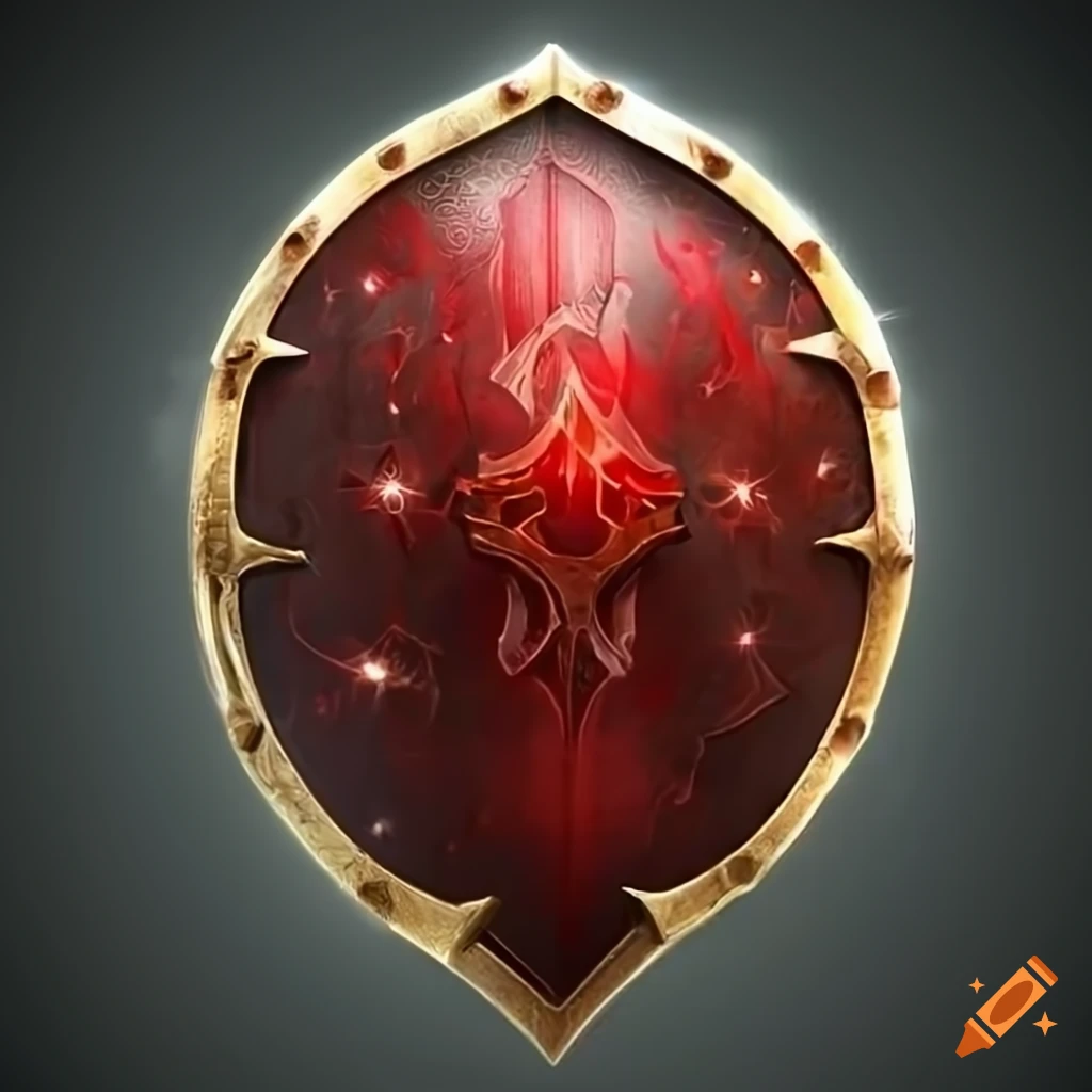 red shining fantasy shield