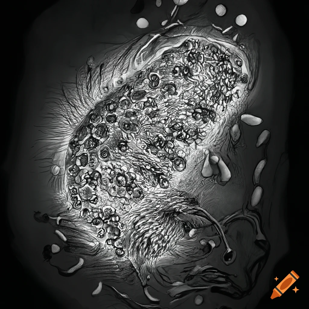 illustration of biofilm cells surrounded by molecules