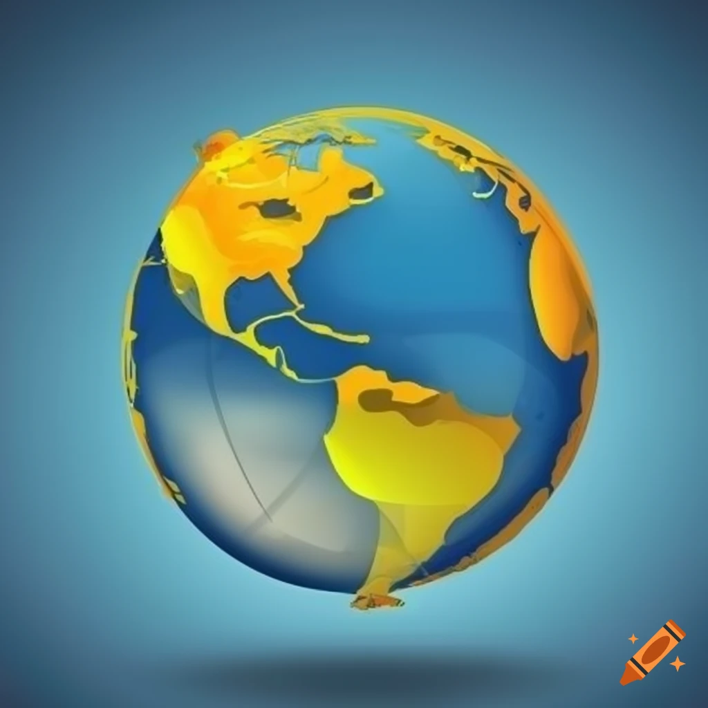 minimalistic illustration of a yellow globe on a light blue background