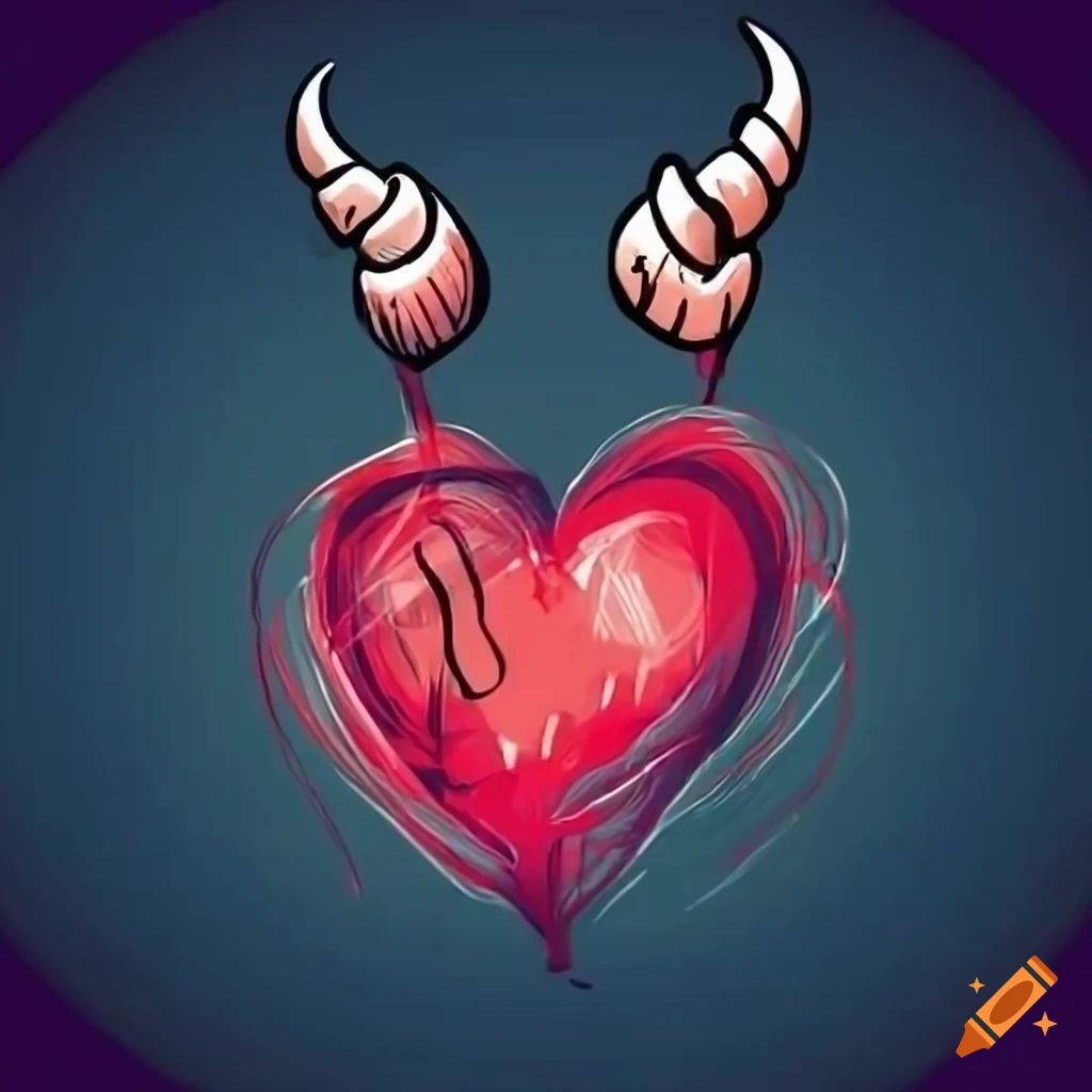 artistic representation of a devilish heart with a microphone
