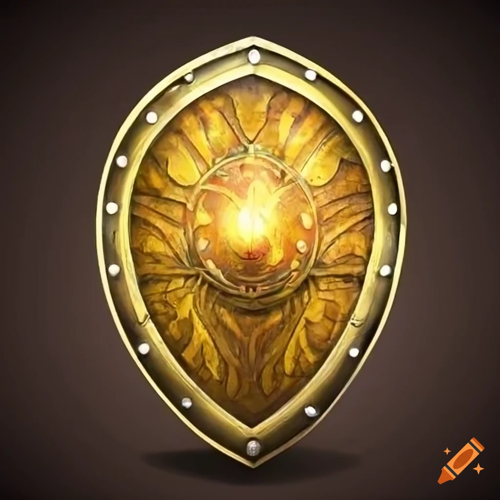 yellow shiny fantasy shield