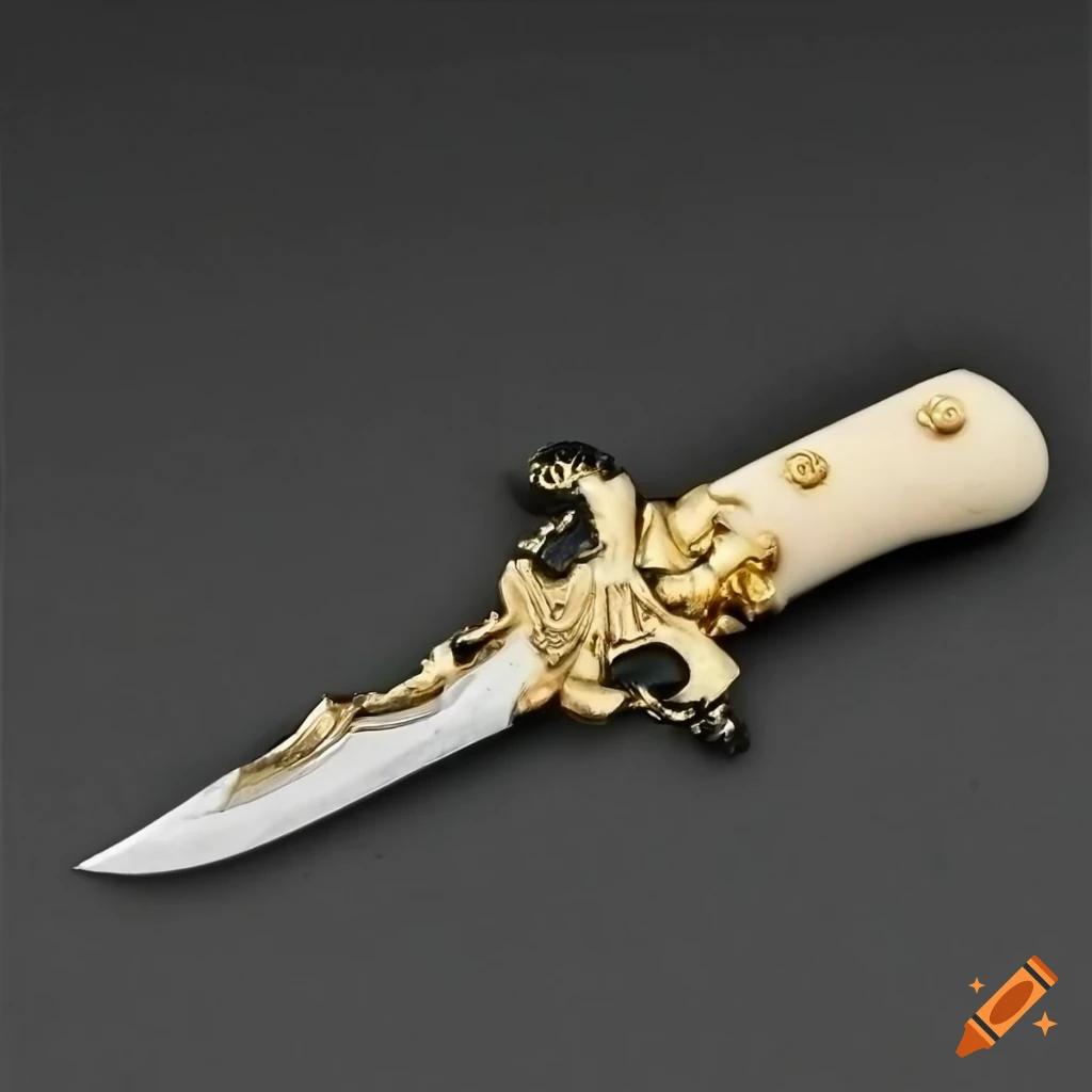 off white gothic knife with marble angel statue