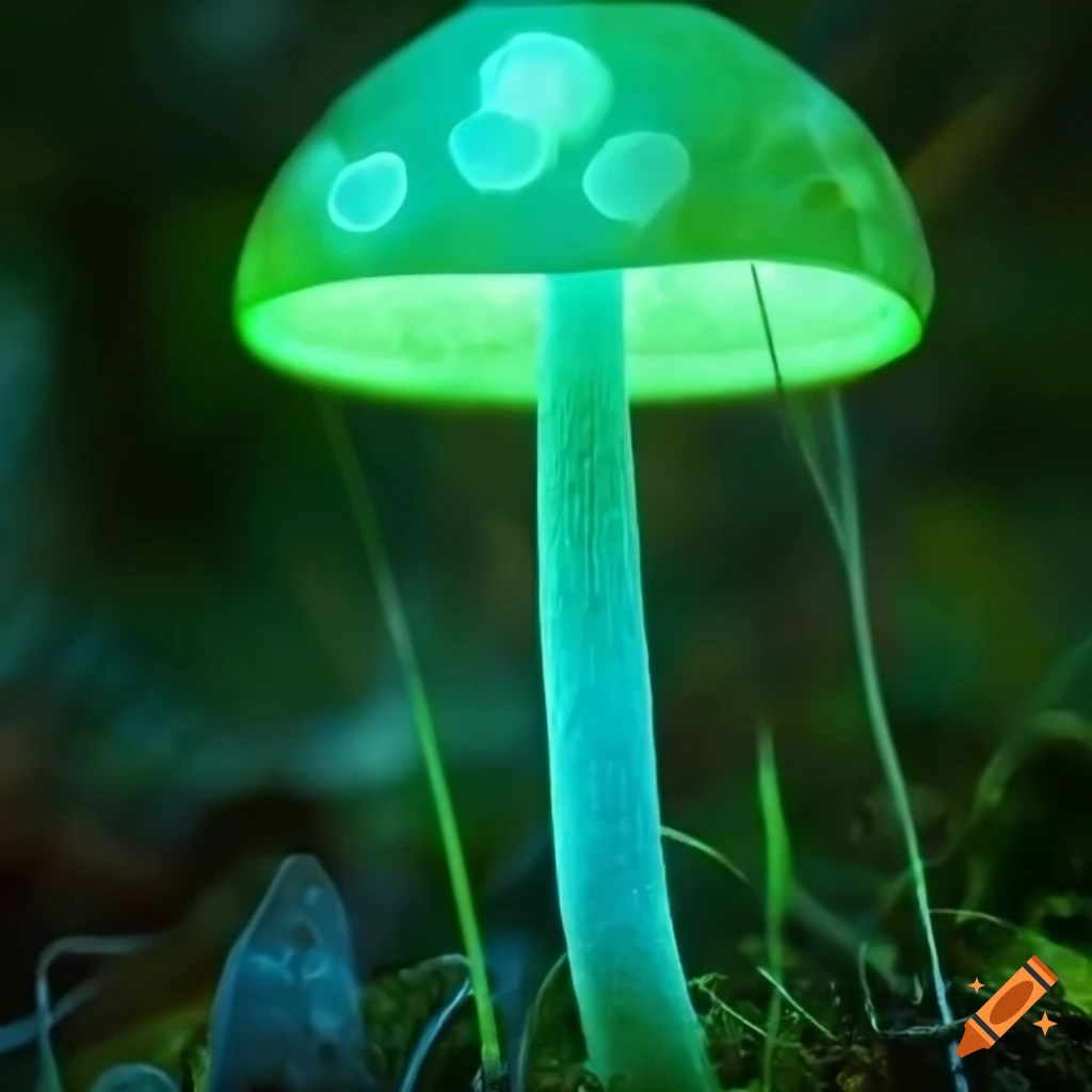 Glowing mushroom in a dark forest on Craiyon