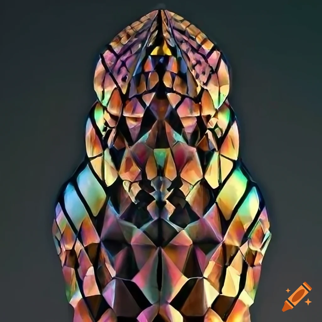 detailed prismatic moth carving