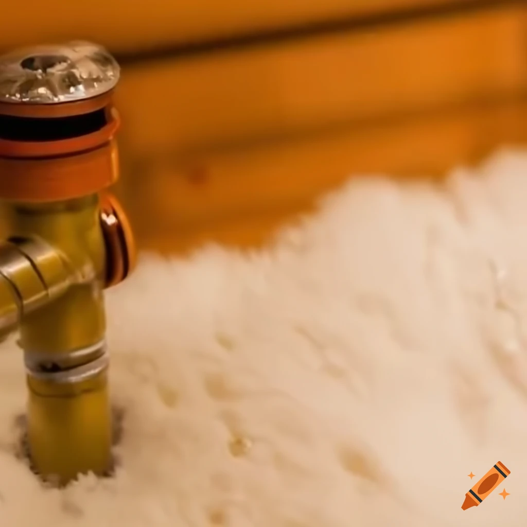 close up of a warm colored plumbing in a public restroom