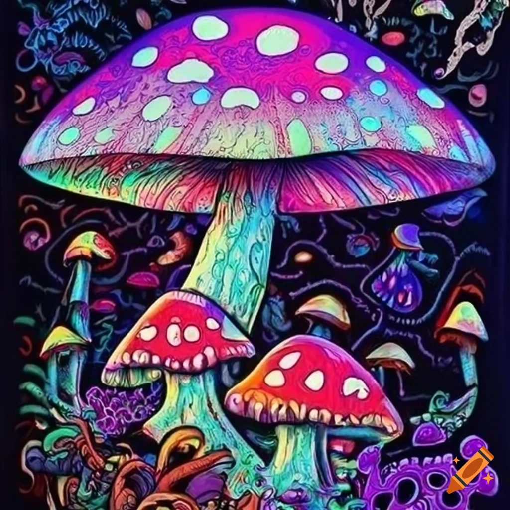 psychedelic mushrooms tapestry