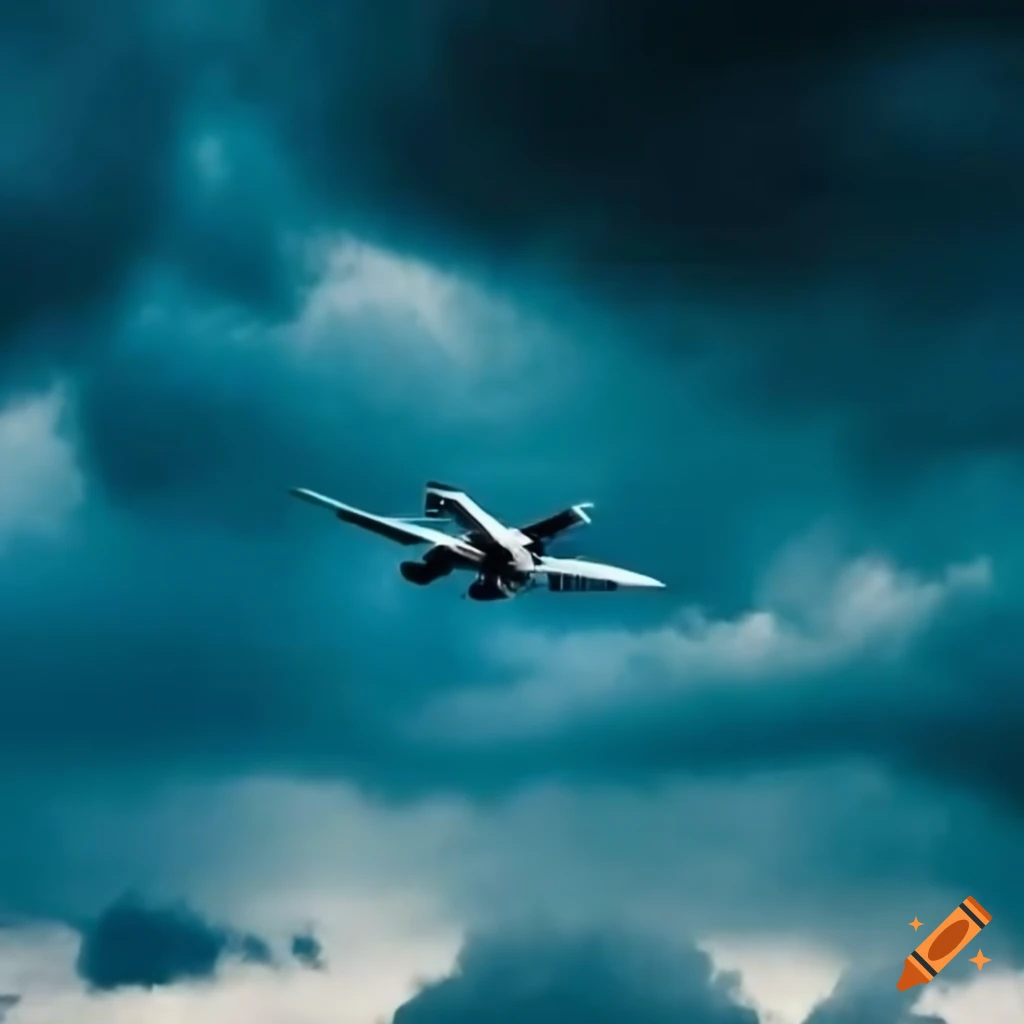 airplane flying in stormy sky