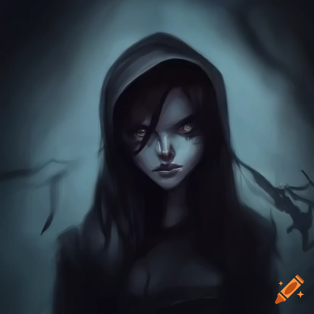gloomy villain character with hyperrealistic face
