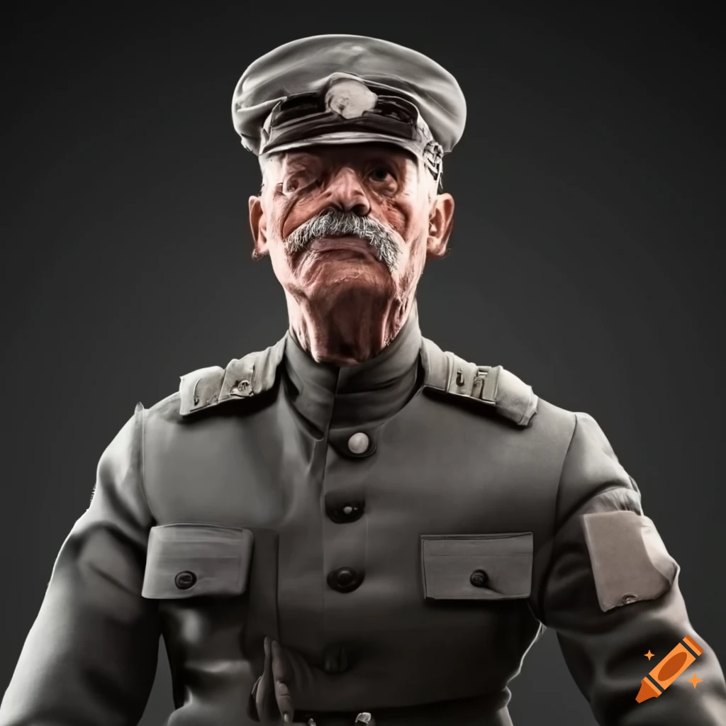 Portrait of a man in military uniform with an old man on Craiyon