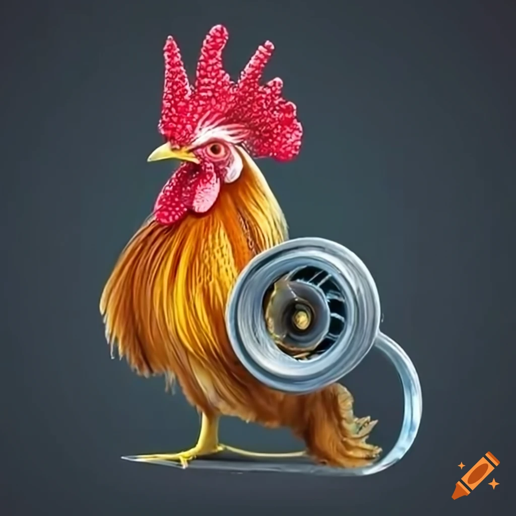a rooster with a turbo