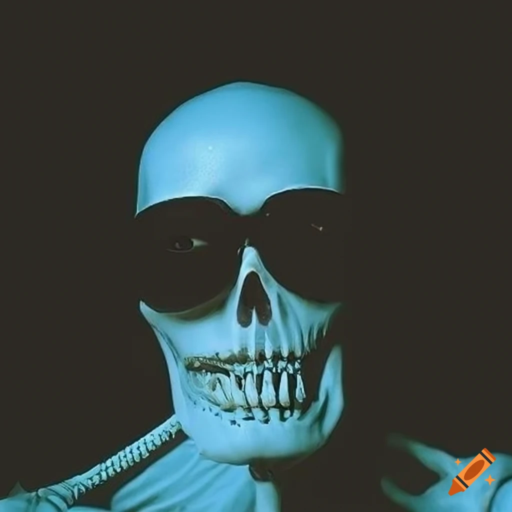 skeleton art in y2k aesthetic style