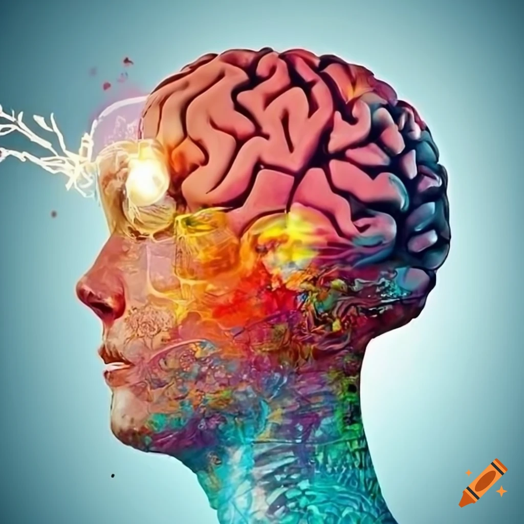 conceptual artwork of a lightbulb inside a human brain
