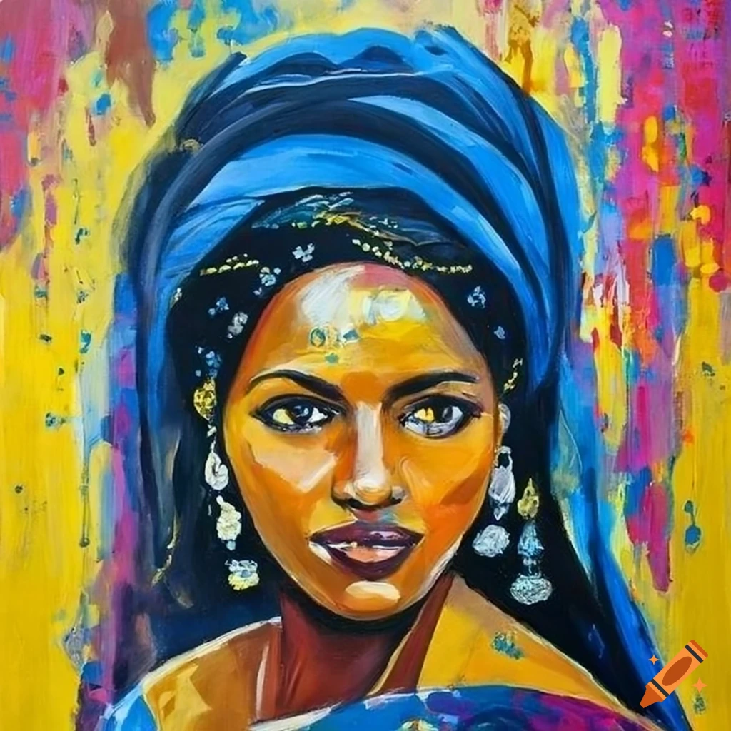 portrait of a Moroccan-Malian woman inspired by Lina Iris Viktor