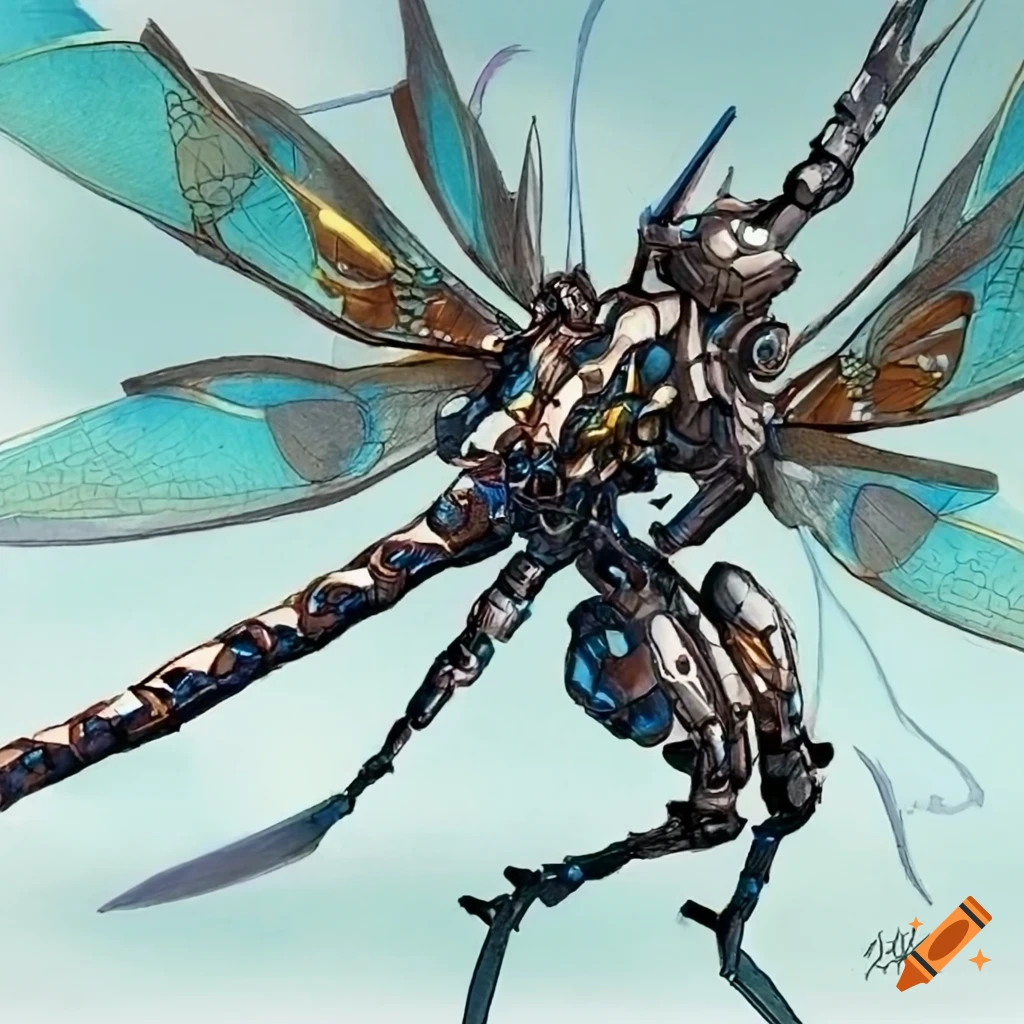 A futuristic mecha dragonfly on Craiyon